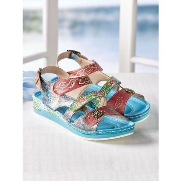 L’ARTISTE by Spring Step leather sandals with multiple straps Size 37 B32 - Picture 2 of 11